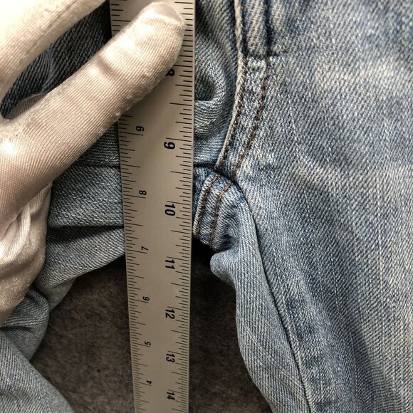 American Eagle Vintage Hi-Rise Jeans Womens Size 2R Two Tone Straight Frayed - Picture 8 of 11